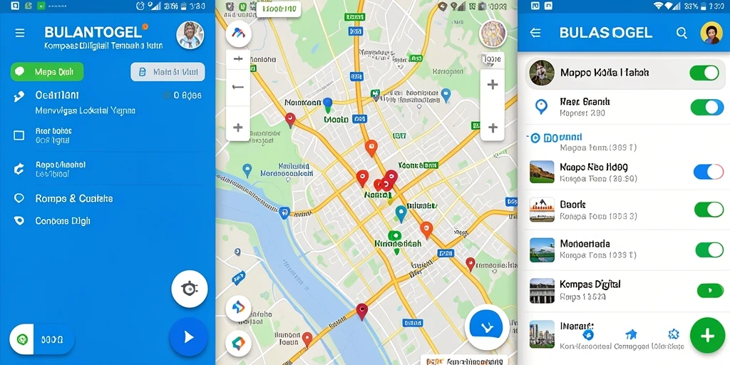 Antarmuka kompas digital yang intuitif dan responsif.