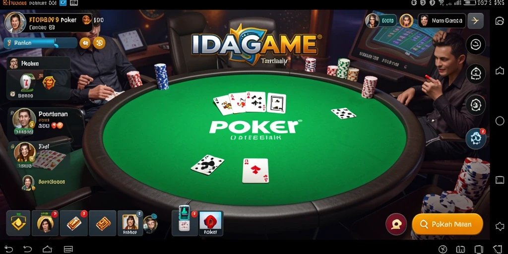 Antarmuka menarik dari IDAGAME yang menampilkan fitur permainan Poker.