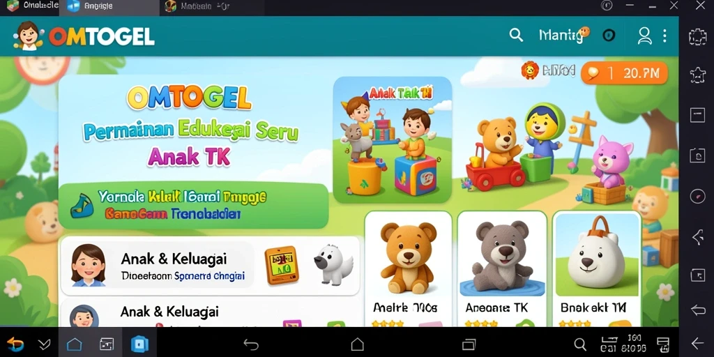 Tampilan antarmuka OMTOGEL yang cerah dan menarik untuk permainan edukasi anak.