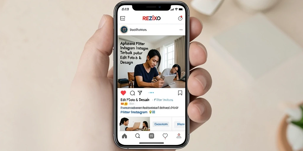 Antarmuka utama REZIXO dengan berbagai pilihan filter menarik.